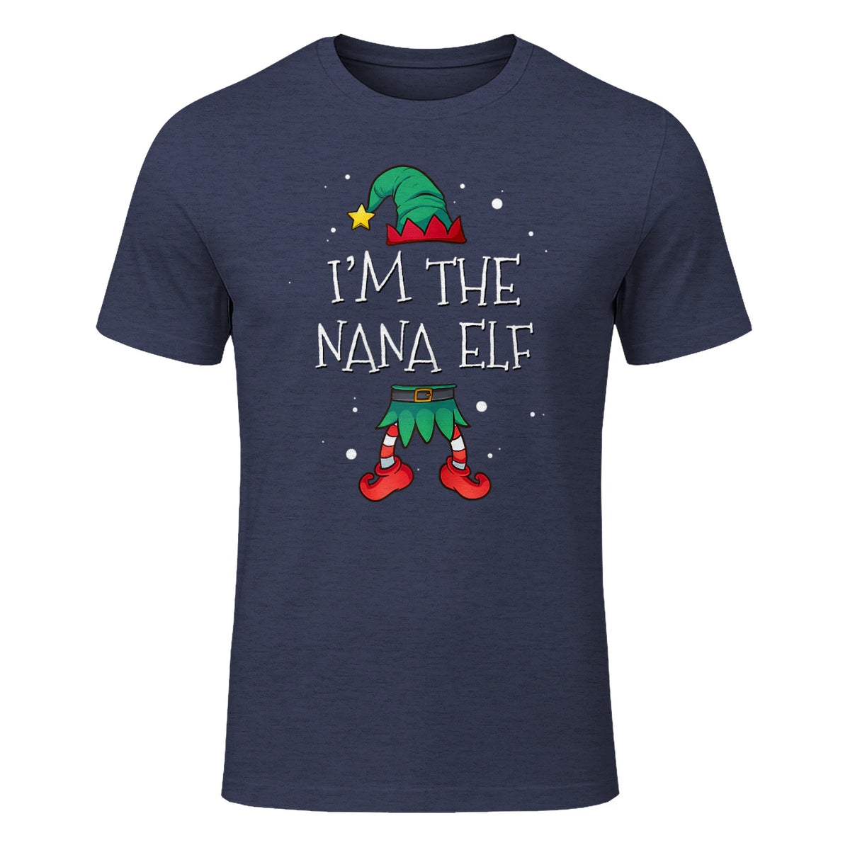 I'm The Nana Elf Shirt Matching Family Outfits Christmas in Heather Navy - front view
