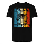 Nouveau Papa Nouvelle Naissance Annonce Gamer Humour T-Shirt in Black - back view