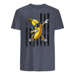 Dabbing Banana Retro American Flag Banana Lover Boys Kids T-Shirt in Heather Navy - back view