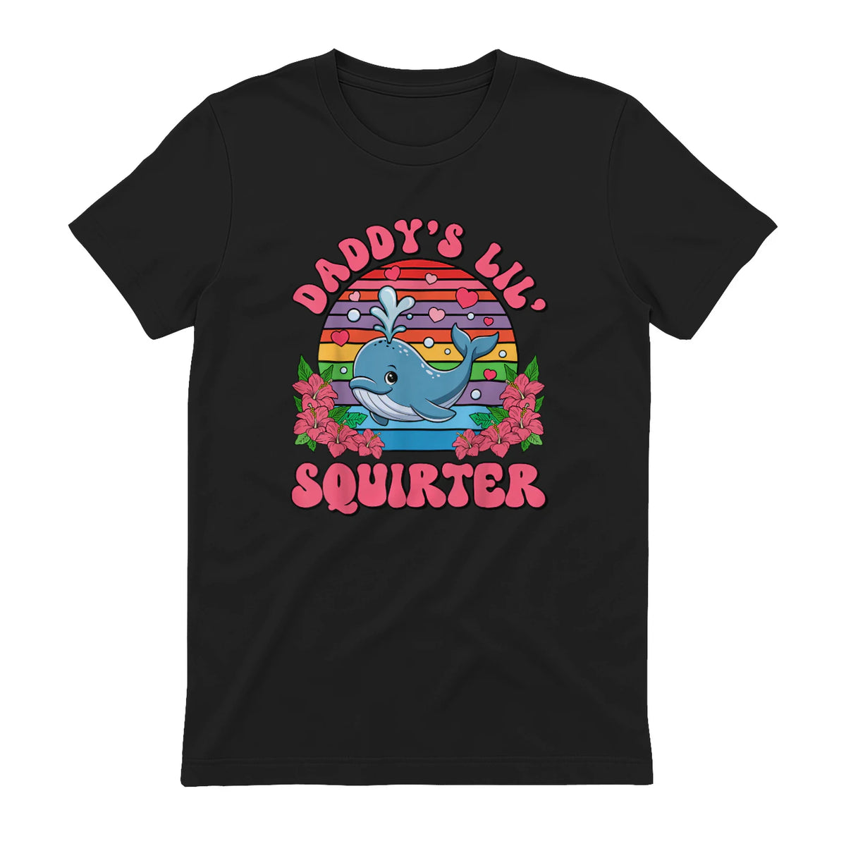 Daddy's Lil Squirter Joke T-Shirt in Black - back view