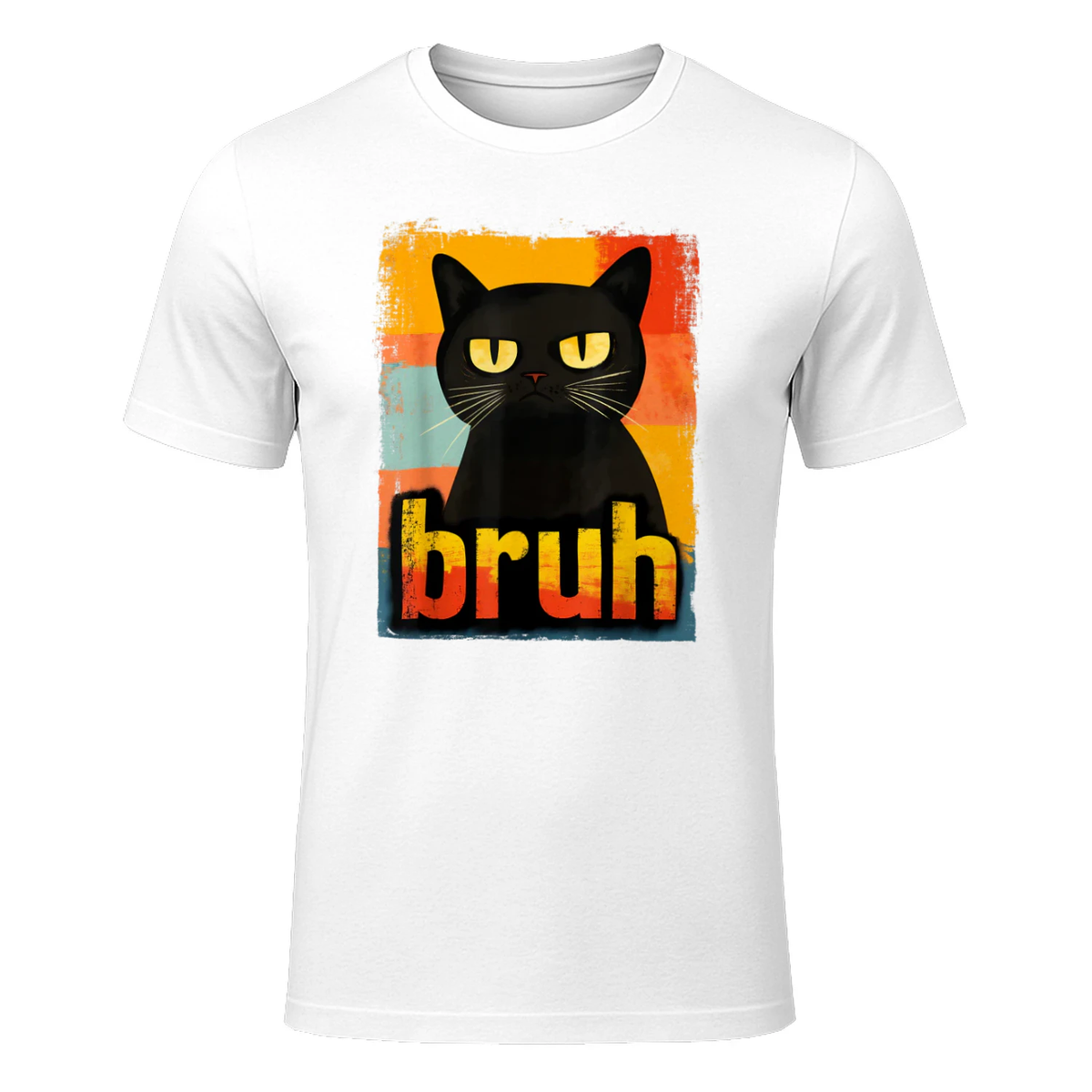 Funny Cat Bruh for Teens Boys Girls Men Women Meme Graphic T-Shirt in White - front view