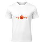 Basketball Lover Heartbeat Vintage Retro Basketball Player T-Shirt in White - front view