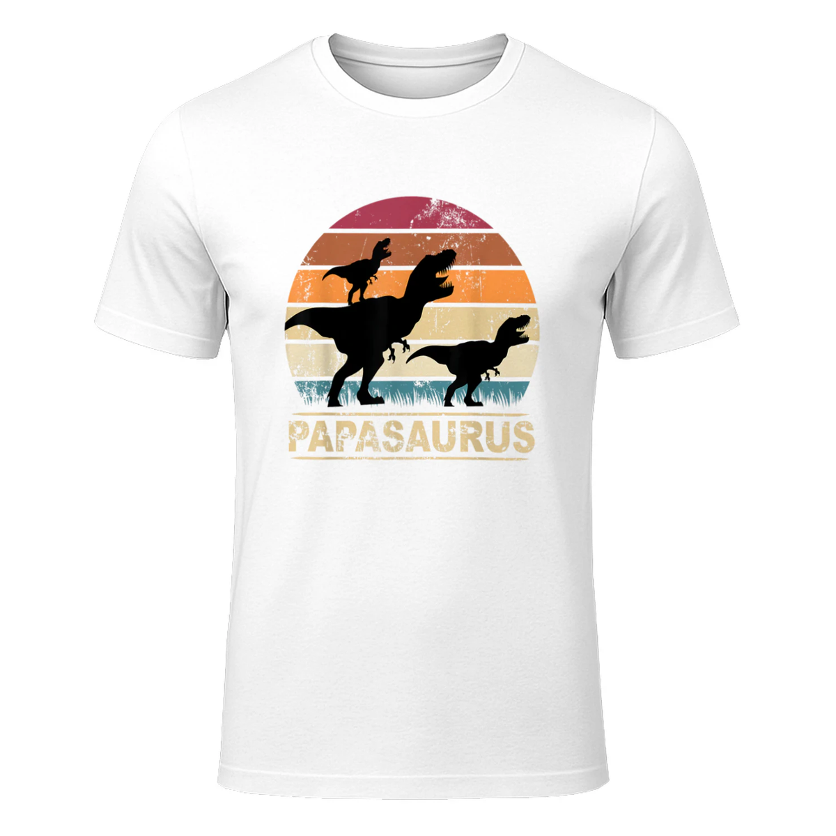 Papasaurus Dinosaurier Papa Tyrannosaurus Dino Doppelpack T-Shirt in White - front view