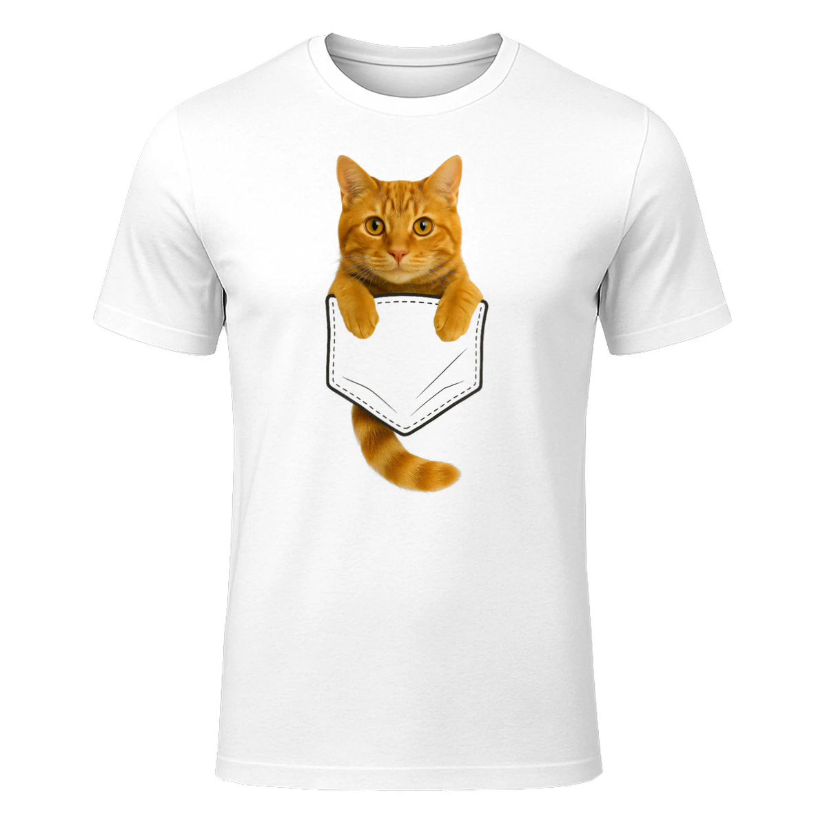 Cute Tabby Cat Pocket Funny Gifts Cat Mom Cat Dad Cat Lover T-Shirt US in White - front view