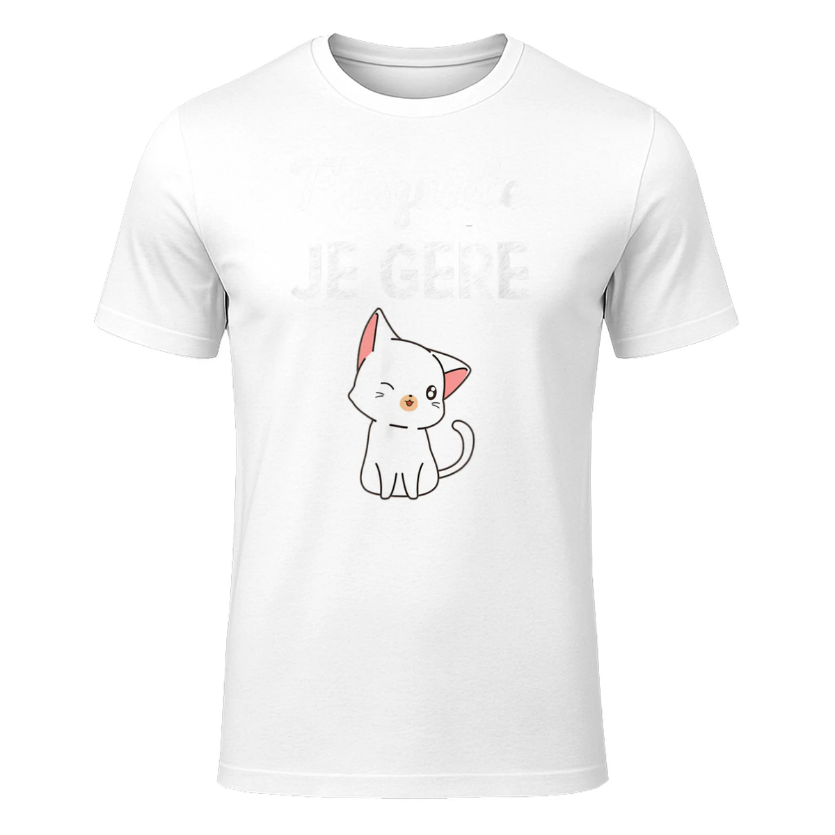 T'inquiète Je Gère, Humour chat kawaii femme T-Shirt in White - front view