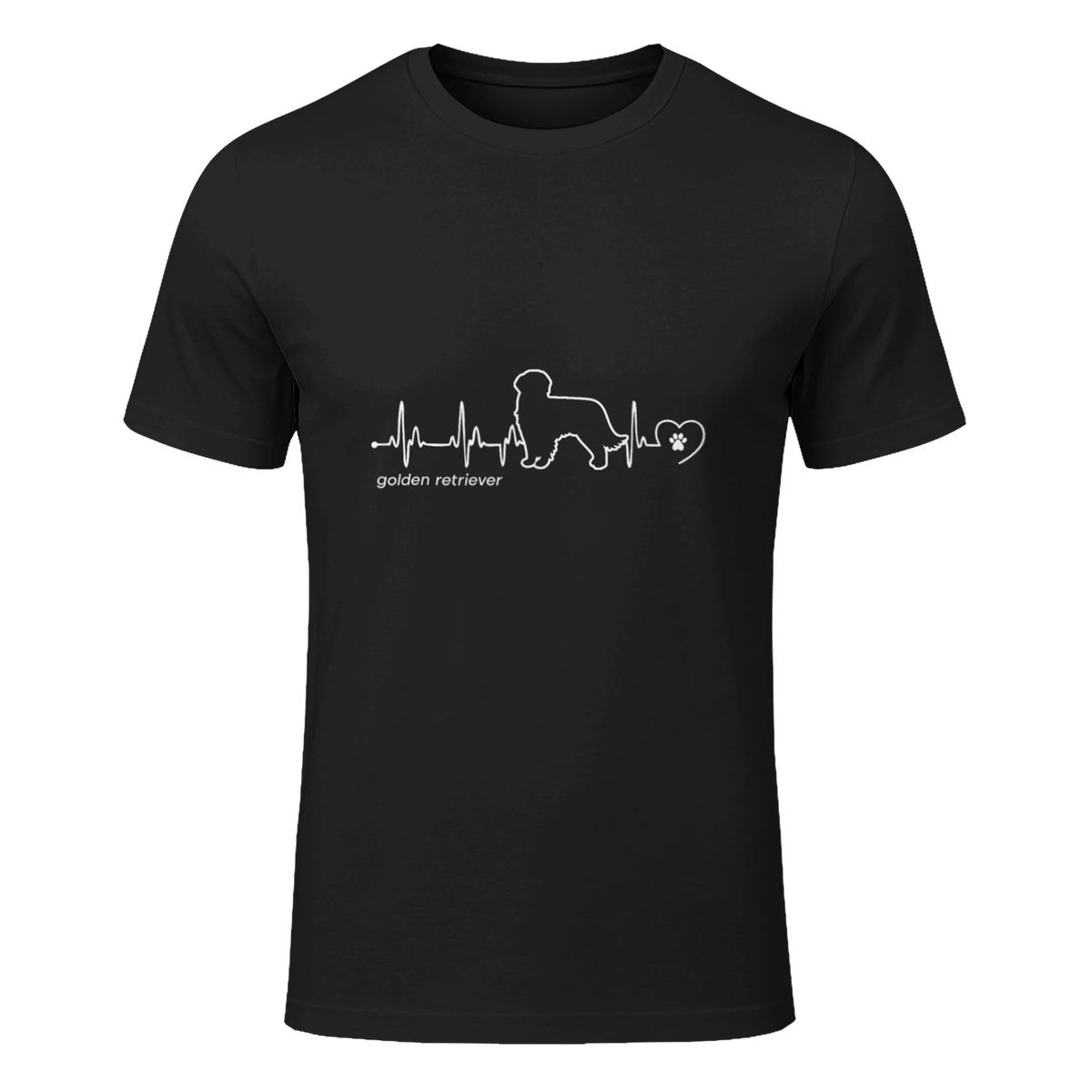 Golden Retriever Heartbeat - Golden Retriever T-Shirt in Black - front view