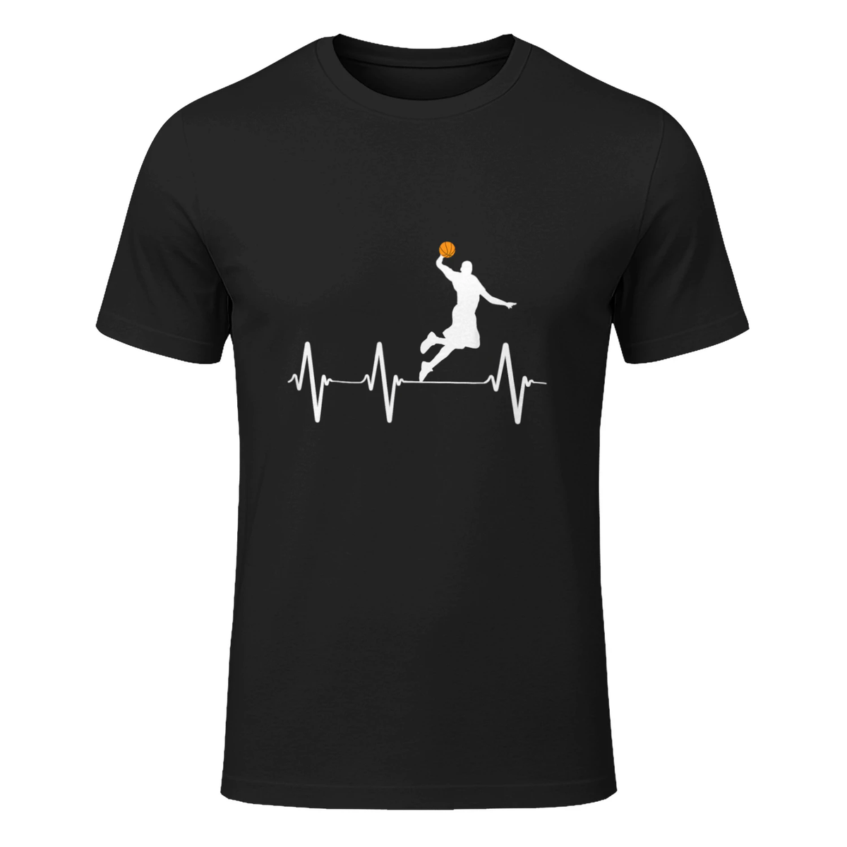 Basketball Heartbeat Gift Shirts for Men and Boys T-Shirt in Black - front view