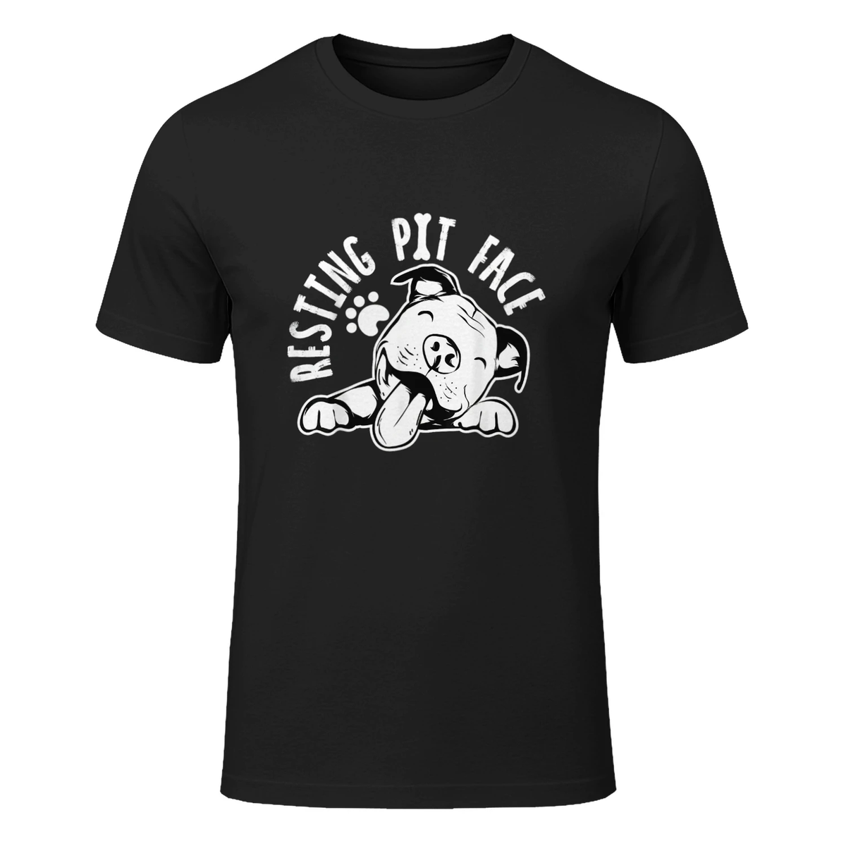 Resting Pit Face | Funny Dog Pitbull Meme Clothing T-Shirt in Black - front view