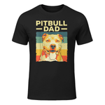 Cool Pitbull Dad For Men Father Boy Pitbull Owner Dog Lovers T-Shirt in Black - front view