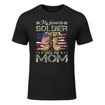 Soldier Mom Army Mom Army Graduation Mom T-Shirt in Black - front view