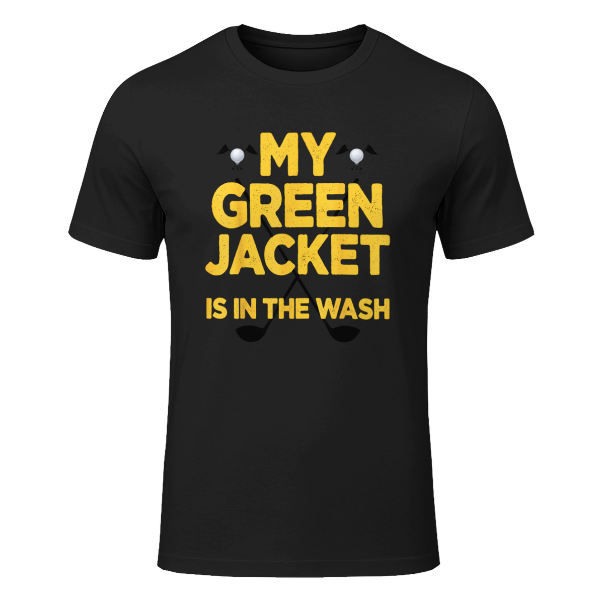 Jacket Green in The Wash Master Golf Golfer Player T-Shirt in Black - front view