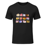 Meemeow Cat Plush Toy T-Shirt in Black - front view