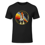 NASA Shuttle Launch Into Rainbow Graphic T-Shirt C1 in Black - front view