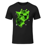 Y2K Alien Cat Meme Retro Silly Cat Vintage Space Kitty Funny T-Shirt in Black - front view