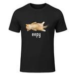 Eepy Cat, Silly Sleepy Cat Meme T-Shirt in Black - front view