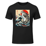 Catzilla Cat Japanese Art Funny Cat Gifts For Men Women Kid T-Shirt in Black - front view