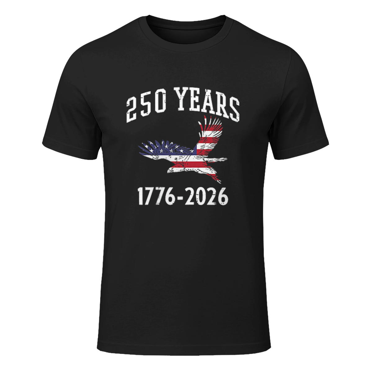 250 Years US Flag American 250th Anniversary Men Women Kids T-Shirt in Black - front view